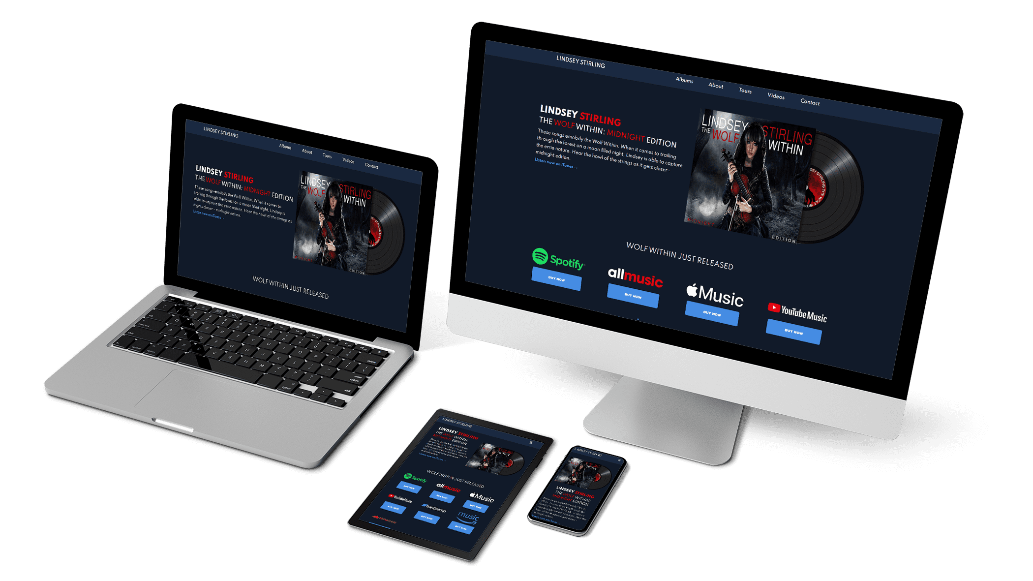 Lindsey Stirling website device mockup