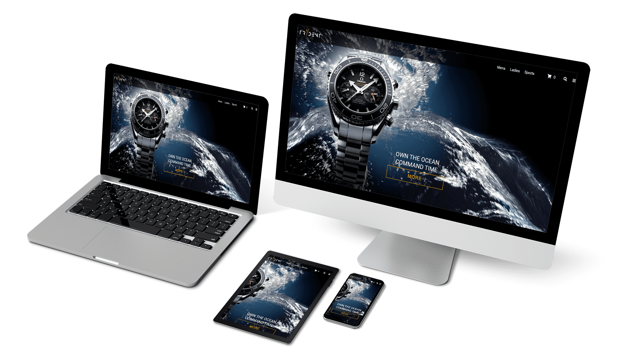 Trident Watches website device mockup